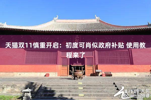 天猫双11慎重开启：初度可肖似政府补贴 使用教程来了